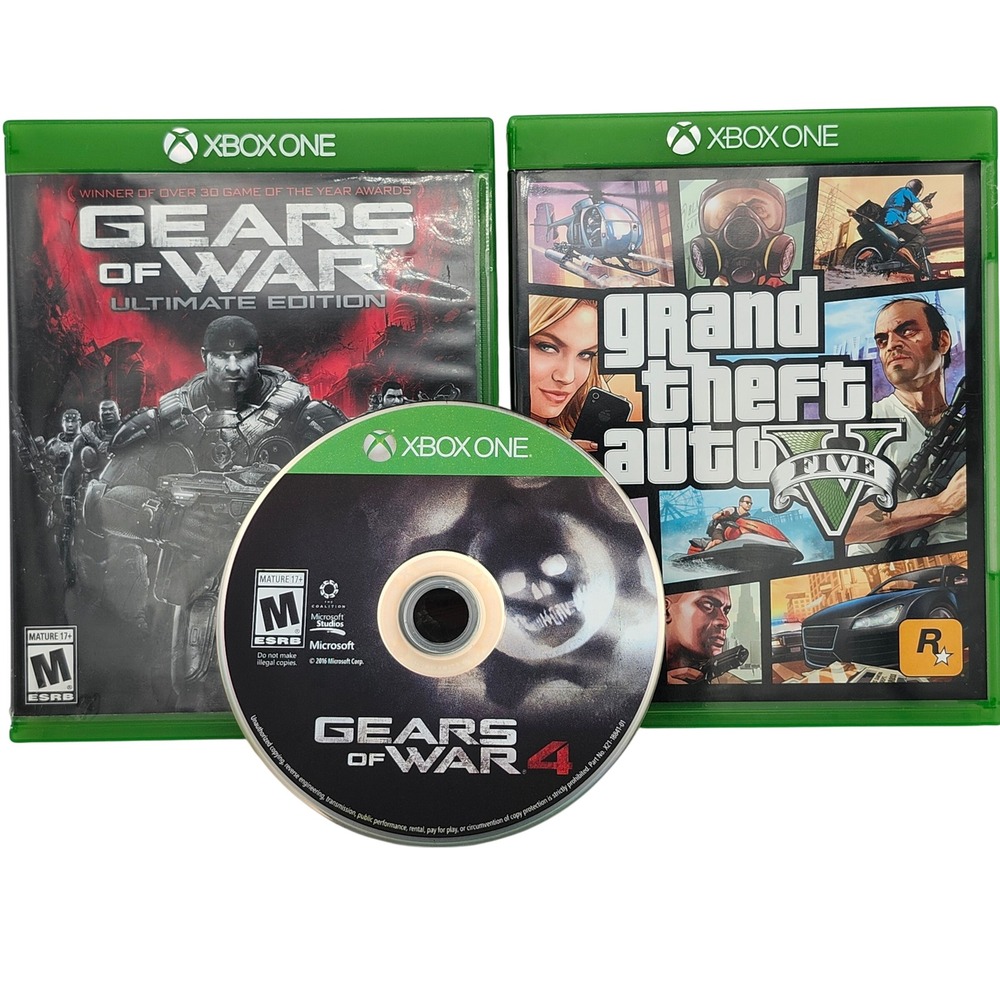 Microsoft Xbox One Games (3) Gears of War Ultimate Edition GTA V Gears of War 4